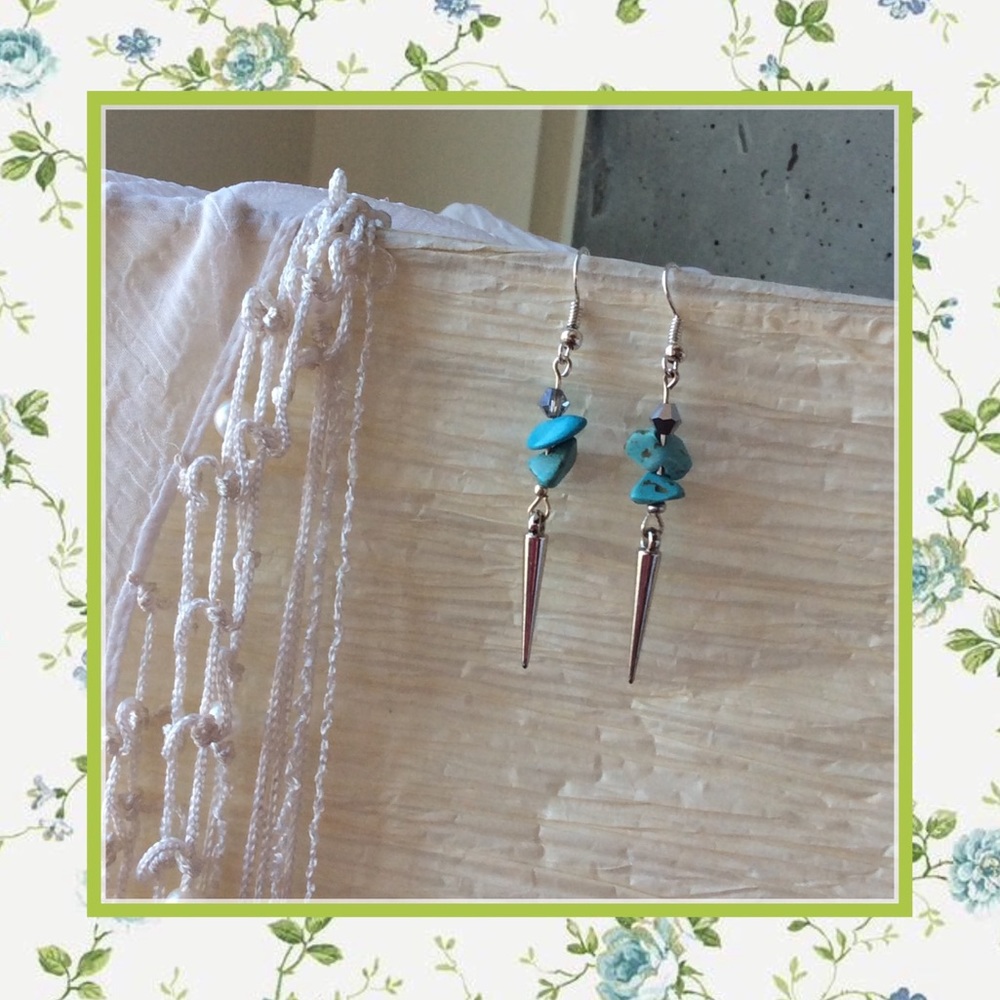 🌺NEW TEAL TURQUOISE DANGLE DROP EARRINGS
